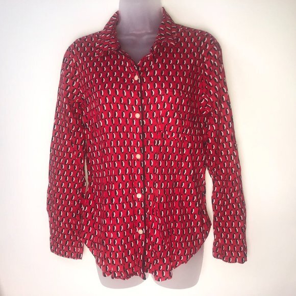 Victoria's Secret Pajama Top Red Black White Penguin S/P - Picture 1 of 10